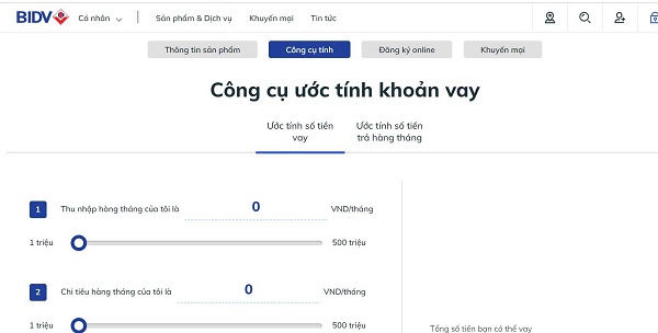 Hướng dẫn đăng ký vay thấu chi BIDV online 