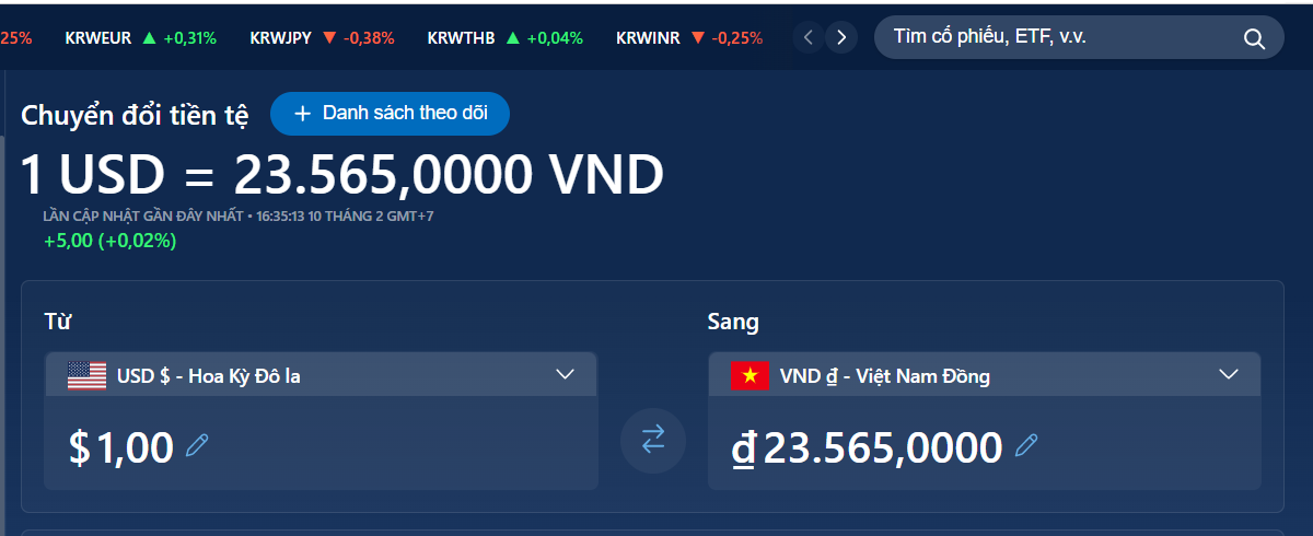 1 đô la bằng bao nhiêu tiền Việt Nam Đồng?