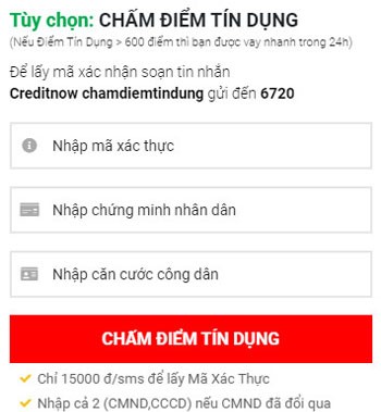 Bước 1 quy trình vay Credit Now.