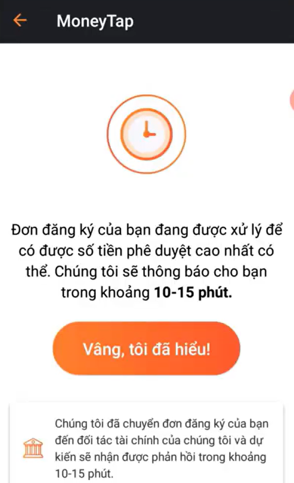 Bước 3 vay tiền Moneytap.