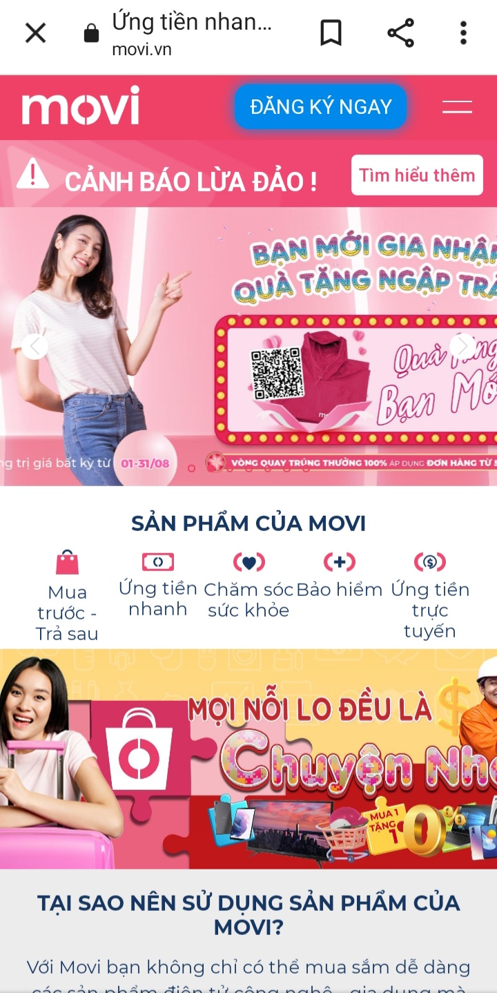 Bước 1 vay tiền Movi.