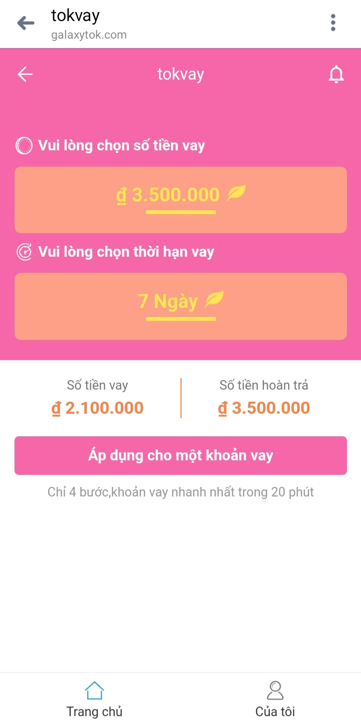 Bước 3 quy trình vay online Tok vay.