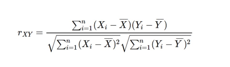 Công thức tính hệ số tương quan Pearson 1: