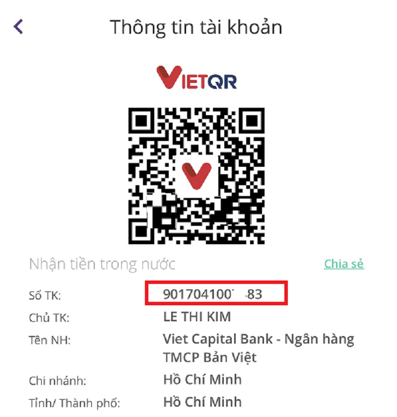 Số tài khoản ngân hàng