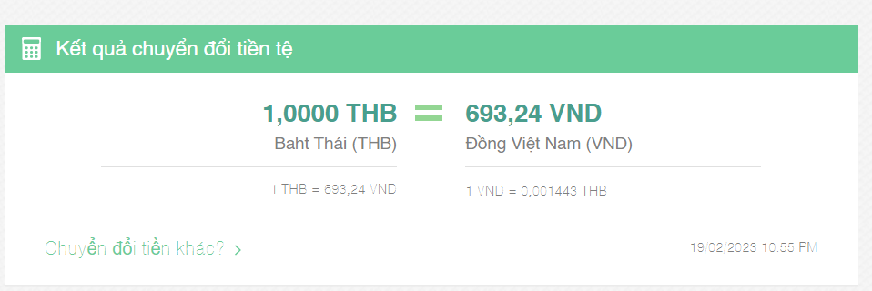 1 baht bằng bao nhiêu tiền Việt Nam Đồng?