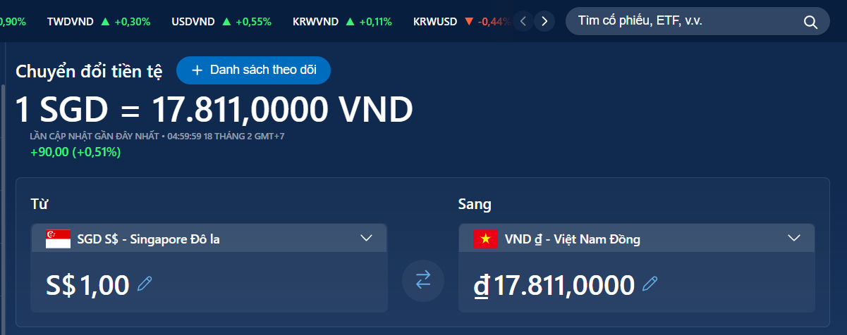 1 đô Singapore bằng bao nhiêu tiền Việt Nam?