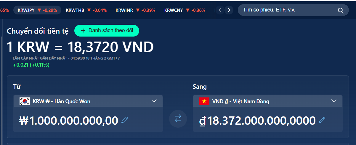 1 tỷ Won bằng bao nhiêu tiền Việt Nam?