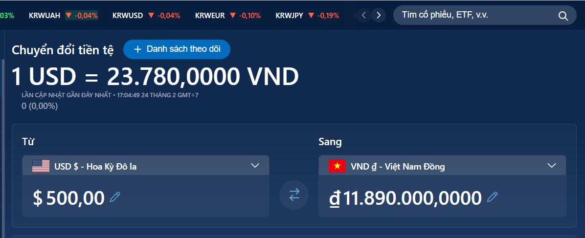 Quy đổi 500 đô bằng bao nhiêu tiền Việt Nam?