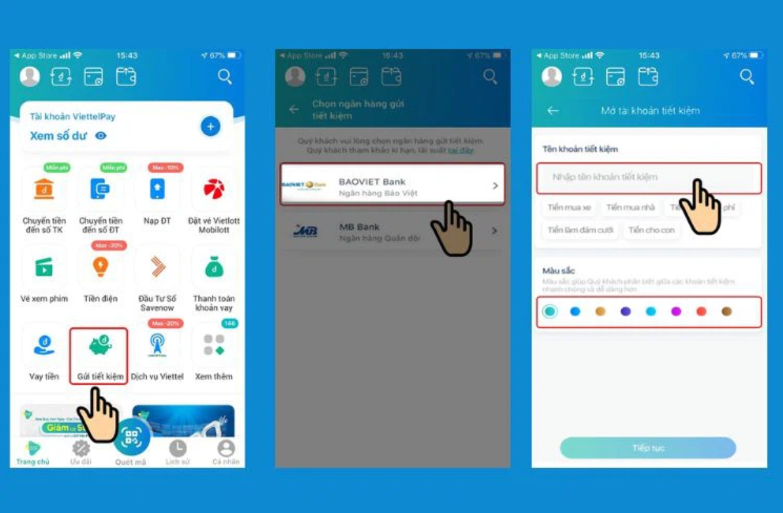 Quy trình gửi tiết kiệm trên Viettelpay.