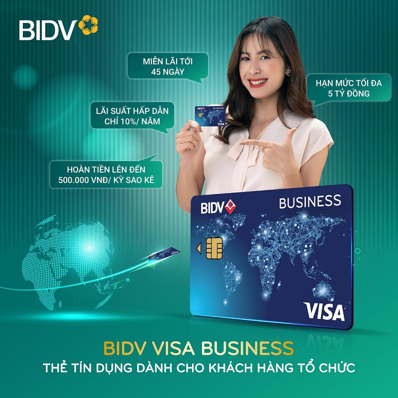 Thẻ visa BIDV cho phép chi tiêu trước, trả tiền sau với thời gian miễn lãi tối đa lên tới 45 ngày.