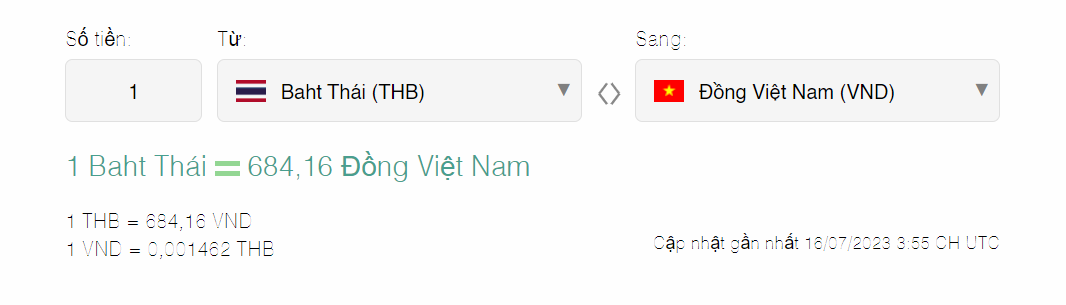 1 Baht bằng bao nhiêu tiền Việt?