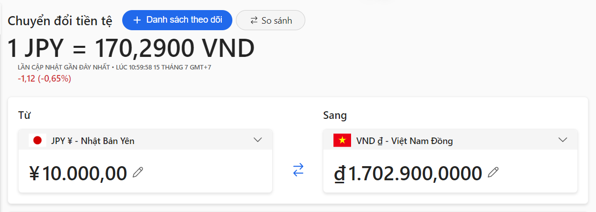 1 man Nhật vày từng nào chi phí Việt Nam?