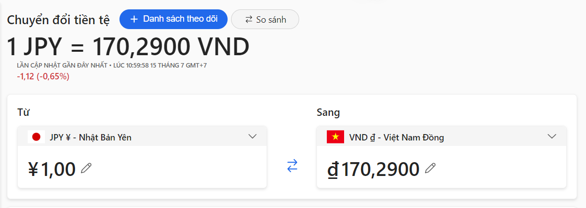 1 Yên bằng bao nhiêu tiền Việt?